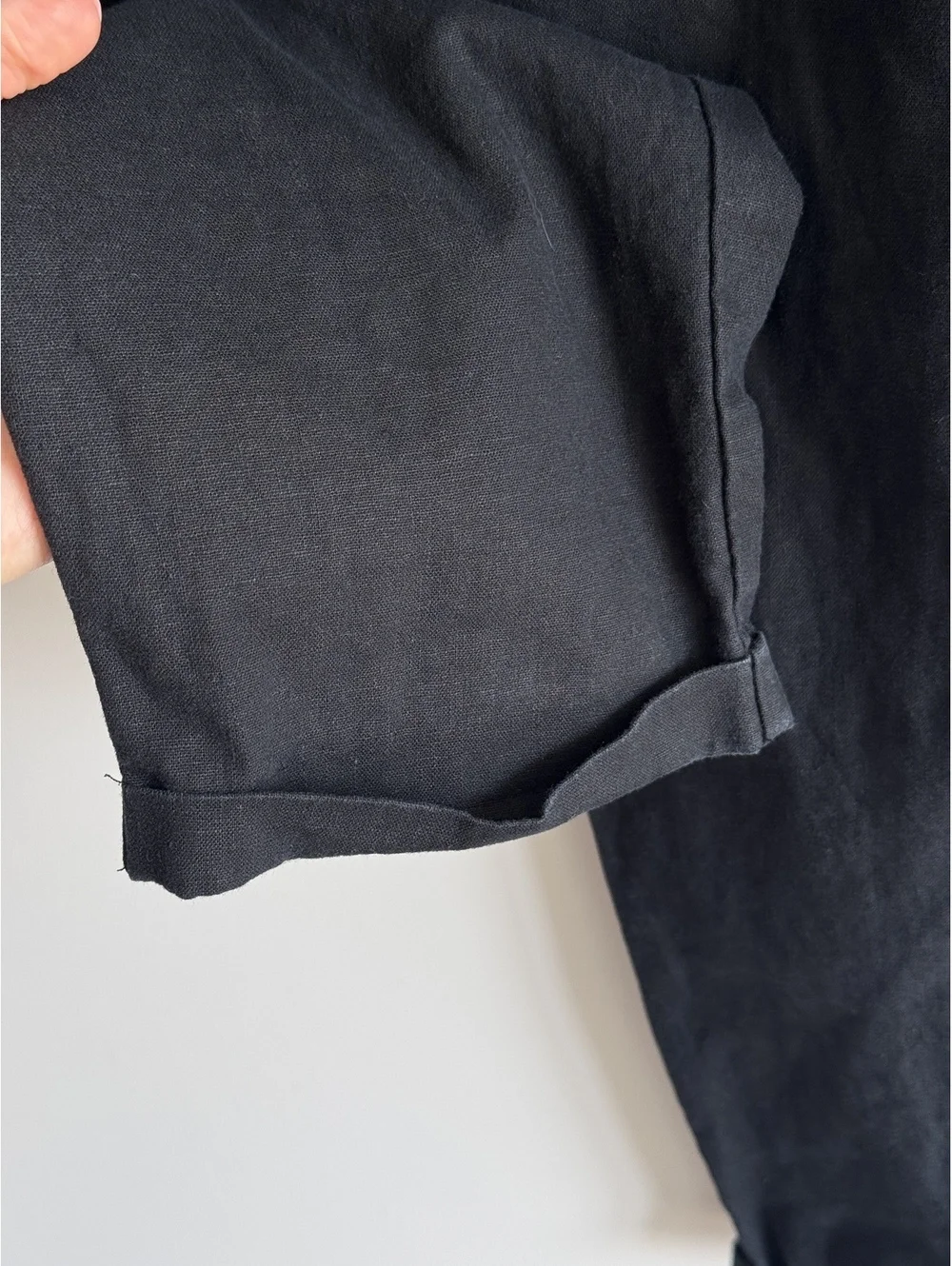 J.Crew Factory Linen Cotton Drawstring Pants Black Pull On Size 6 AW839